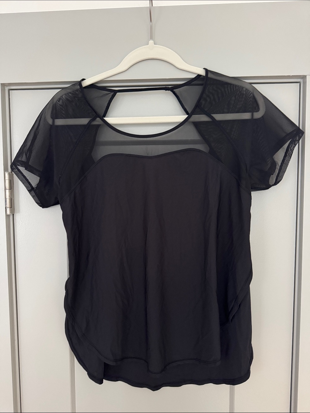 Lululemon Women's Black Sheer Mesh Short Sleeve Top